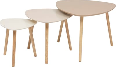Design Atmosphera Miléo - Set van 3 bijzettafels - Beige