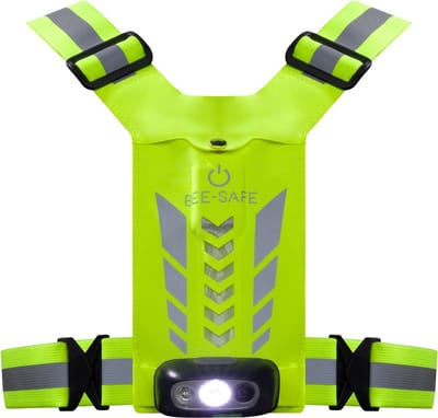 Led Harness - USB Phone pocket Glow - Bee Safe - Lime - Hardloop verlichting - Handig je telefoon meenemen