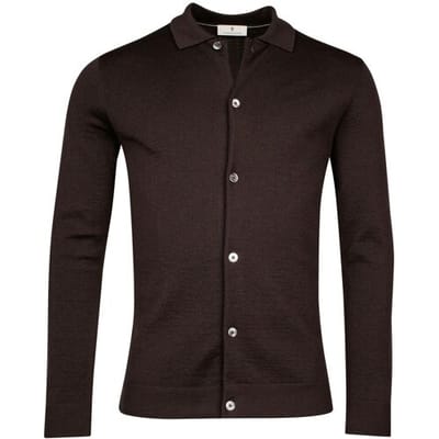 Thomas Maine Vest Button Cardigan Polo Collar Half Milano Knit Bruin / male