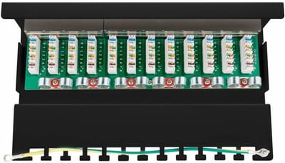 CAT 6 Netwerk Patchpaneel 12 Poorten, LAN Verdeelveld met RJ45 Bussen voor Desktop of Wandmontage
