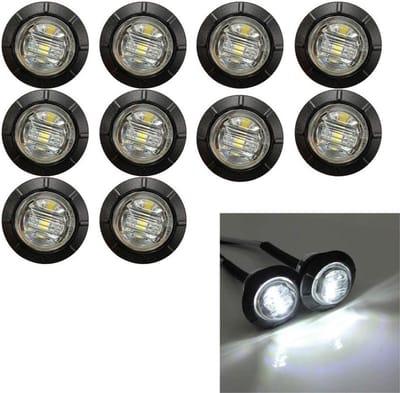 10x Ronde Zijmarkeringslichten LED Wit/Rood/Amber 12V voor Auto en Bus