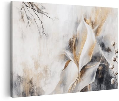 Artaza Canvas Schilderij Abstract Goud En Zwart - Moderne Kunst - 30x20 cm - Klein - Wanddecoratie Woonkamer - Schilderijen - Muurdecoratie