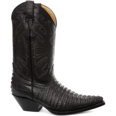 Grinders Zwart leren western cowboylaarzen – Carolina