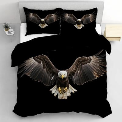 Eagle Dekbedovertrek Set Queen Size Voor Volwassenen Dierenpatroon Beddengoed Set Stijlvolle Decoratieve Vogel Dekbedovertrek AU King(245*210cm)3pcs