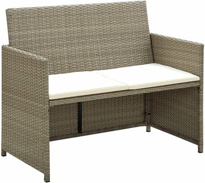 Tuinbank - Tweepersoons bank - Buiten Zitten - Met Kussens - 100x85 cm - Grijs