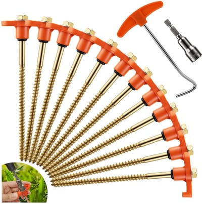 Unyqoos® Set van 12 draaibare schroefharingen voor stabiele tentbevestiging op elke ondergrond