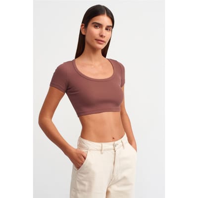Dames Geribbelde Crop T-shirt