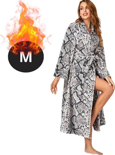 Bovista Badjas Dames - Fleece - Katoen - Badstof - Sauna - Hamam - Wafel - Bathrobe - Duster - Ochtendjas - Spa - Kimono - Zwart Wit M