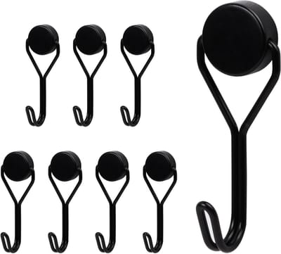 8pcs Magnetic Hooks Extra Strong Magnetic Hooks Black 15kg Neodymium Magnetic Hooks Rotating Magnetic Hooks Wall Hooks - ShopVlot