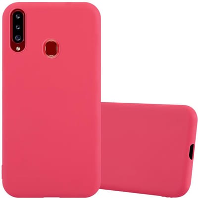 Cadorabo Hoesje geschikt voor Samsung Galaxy A20s in CANDY ROOD - Beschermhoes gemaakt van flexibel TPU silicone Case Cover