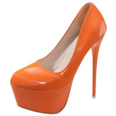 Schoenen met ronde neus en hoge hakken om aan te trekken voor dames Nieuwe dames hoge kwaliteit hoge hakken mode effen party pumps 39 orange