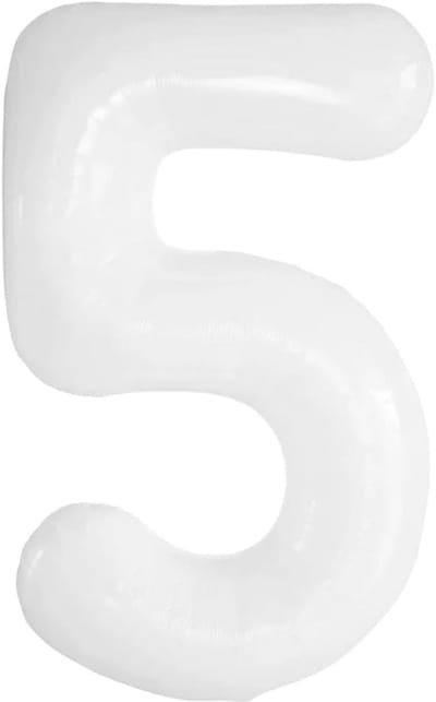 Grote Witte Folieballon Cijfer 5 Voor Verjaardag en Feestdecoratie