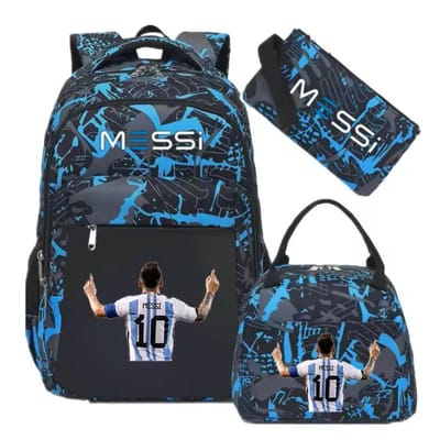 3 stuks Sport Messi Camouflage Rugzakken Met Lunchtas Lastverlichting Meisjes Jongens Schooltassen Capaciteit Laptop Buiten Mochilas