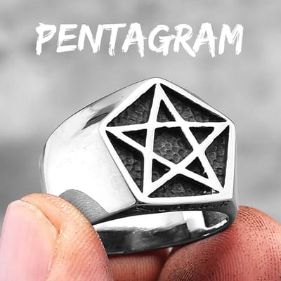 Eenvoudige Vijfpuntige Ster Roestvrij Staal Mannen Ringen Punk Bedel Uniek Amulet voor Mannelijke Vriend Biker Sieraden Creativiteit Cadeau 9 white