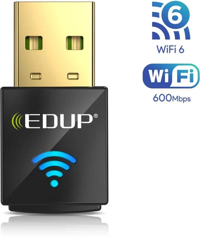 EDUP EP-AX600 - WiFi 6 USB Adapter - Dualband 2.4GHz & 5GHz - 600 Mbps - Plug & Play - Compatibel met Windows 7/10/11