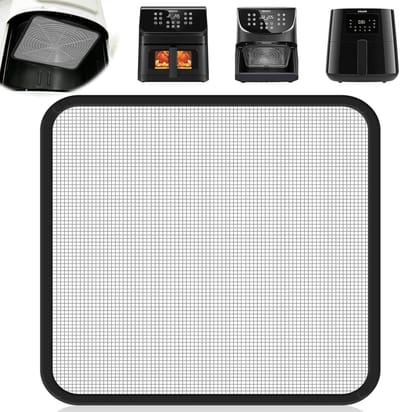RVS Spatbescherming voor Airfryer 5.5L, 6.0L, 6.2L - Fijne Gaas Vet Spatbeschermer met Siliconen Rand (2 Stuks) voor Gezond Koken en Vetvrij Bakken