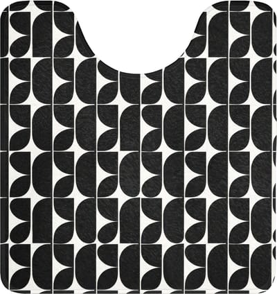 WC mat met uitsparing 55x60 cm - Antislip - Modern - Geometrisch - Zwart - Toiletmat met uitsnijding - Vloermat - Douchemat - Toilet tapijt - Toiletmatten