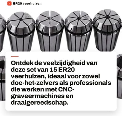 Dailygoods- Veerhulzen Set van 15 Stuks - Hoge Precisie - CNC-Graveermachine - Draaigereedschap - Stabiele Krachtoverbrenging - Hoogwaardig 65 Mn Veerstaal - Spantangen
