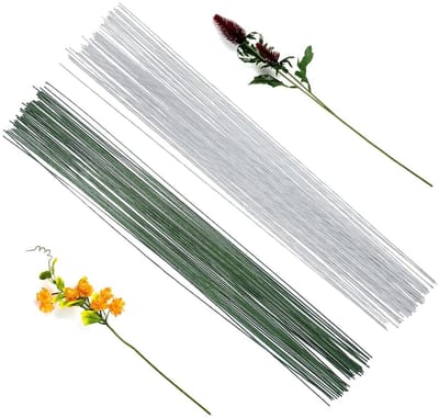 Bloemengaren Set - Papierdraad - Bloemen Decoratie - Grote Hoeveelheid - 100 stuks - Donkergroen Wit