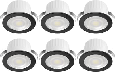 LED Veranda Spot Verlichting 6 Stuks - Brinton Glowix - 3W 260 lm 38D - Aanpasbare Lichtkleur 3000K-4000K-6500K - Inbouw - Rond - Zwart - Ø44mm Buitenmaat - Ø32mm Zaagmaat