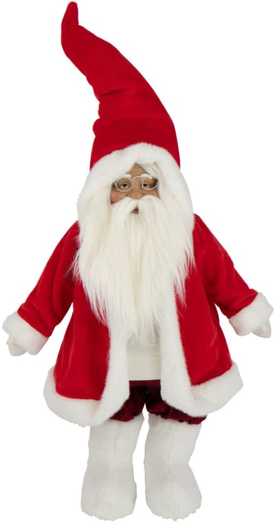 J-Line figuur Kerstman Bril - polyresin - wit/rood - small