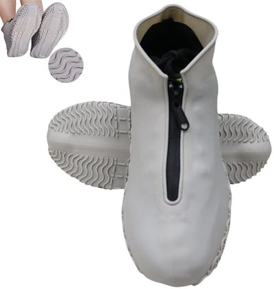 1-paar Waterdichte siliconen schoenovertrekken - Antislip schoenovertrekken - Opvouwbare schoenovertrekken - Schoenovertrekken met ritssluiting - Geschikt voor schoenmaten 38-42 - Ideaal voor regenachtige dagen, enz. - Grijs