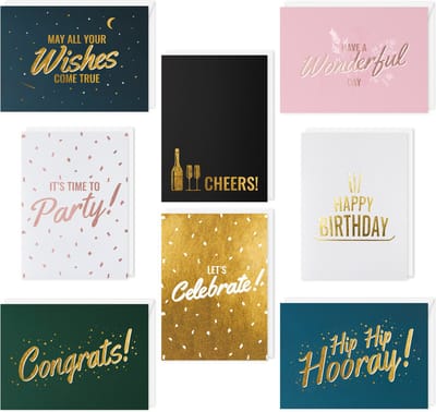 Fissaly 48 Stuks Luxe Wenskaarten & Verjaardagskaarten Set met Enveloppen - Verjaardag Kaarten Box – Felicitatiekaarten & Ansichtkaarten Kinderen Kinderen & Volwassenen