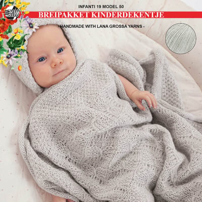Breipakket deken-kinderdekentje-kado-kraamcadeau-Ecopuno garen model 50 van Infanti 19-zilvergrijs 045