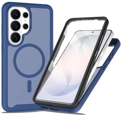 Hoesje met Ingebouwde Screenprotector Geschikt voor Samsung Galaxy S26 Ultra - Compatibel met MagSafe / Qi2 - Full Protect - Schokbestendige Beschermhoes - Case Matte Blauw