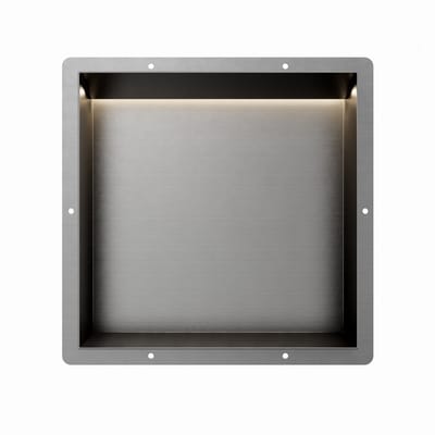 Gun Metal RVS Inbouwnis 30x30x7cm met tegelflens en RGB verlichting
