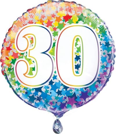 Sterren van de regenboog Number 30 Ronde Folie Ballon 18" Verpakte
