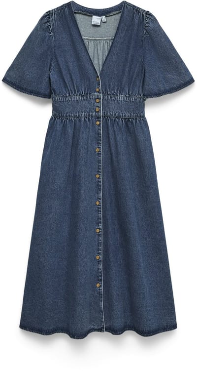 VERO MODA - VMMELANEY BLK 2/4 V-NECK DENIM DRESS - Dames - Mini jurken