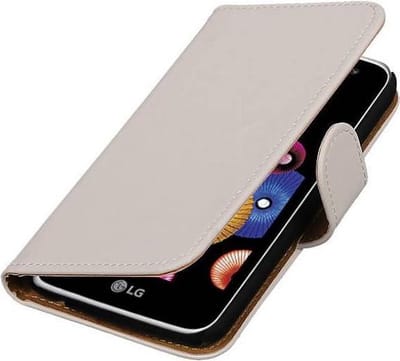 Bookstyle Wallet Case Hoesje Geschikt voor LG K4 Wit