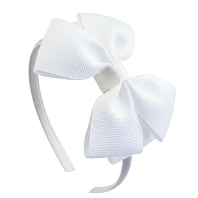 Witte haarband dames met grote strik – elegante satijn look haar accessoire – klassiek haarband met strik voor feest, school of dagelijks gebruik