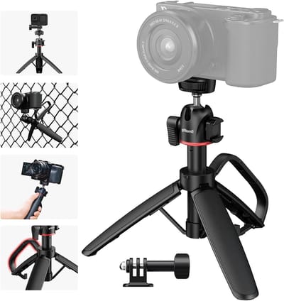 Draagbare Mini Desktop Tripod met Carabiner Vorm, 360° Balhoofd en 1/4"-20 Schroef voor DSLR, Camera en Smartphone - Ideaal voor Vlogs en Fotografie
