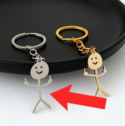 Actie4you® - Sleutelhanger Middelvinger - Grappige Middelvinger - Sleutelhouder – Stickman Look - Sleutelhanger - RVS - Zilver