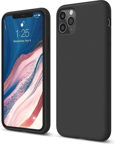 Liquid Silicone Hoesje Rubber Geschikt voor Apple iPhone 12 - Premium Silicone zwart