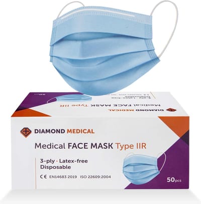 Diamond Medical Medische mondkapjes type 2 - Mondkapje - Mondmasker - Type IIR - Blauw - 50 Stuks - Wegwerp