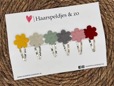 Haarspeldje rib setje 7 - rib - bloemetjes — 5 cm speldjes