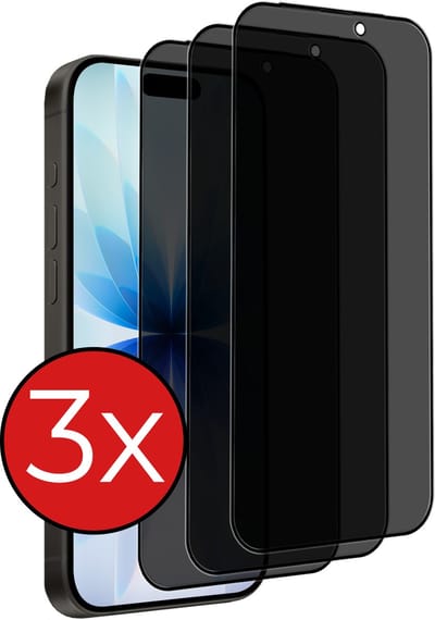 Screenprotector - 3 Stuks - Geschikt voor Apple iPhone 17 - Privacy Filter - Beschermglas - Gehard Glas - Tempered Glass - Screen Protector