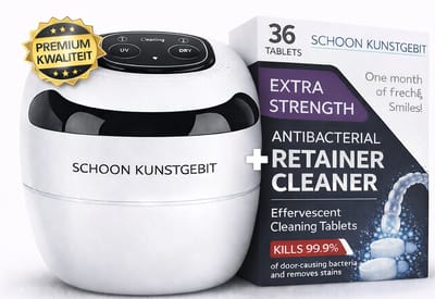 Ultrasoon Reiniger Kunstgebit & Prothese – Voor Retainer & Invisalign – Incl. Extra Sterke Reinigingstabletten (36 stuks)