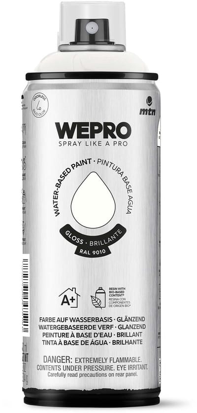 Spuitbus Ral 9010 Wit Glans MTN WEPRO WATER-BASED PAINT 400ML
