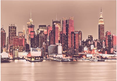 Fotobehangkoning - Behang - Vliesbehang - Fotobehang New York Skyline - NY - Midtown Manhattan Skyline - 300 x 210 cm
