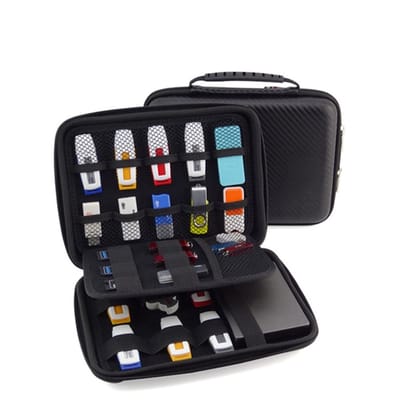 Dailygoods- Opbergtas USB - Organizer voor Kabels - Accessoireverzameling - Stootbestendig - Ritssluiting - Ruimte voor SD-kaarten - Accessoire Organizer