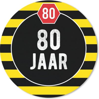 Muismat rond 20x20 cm - Mousepad Jubileum - 80 Jaar - Feest - Ronde muismatten