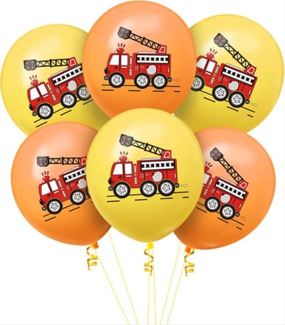New Age Devi - Leuke set van 6 brandweer ballonnen! Perfect voor een kinderfeestje met een brandweerthema. Inclusief een brandweerauto, brandweerman, sirene en feestelijke versiering in geel en oranje.