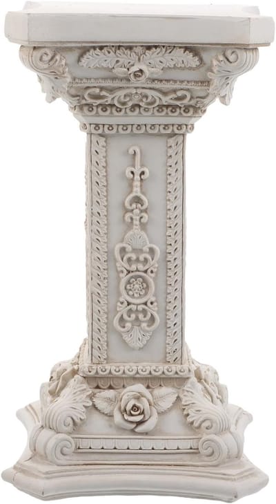 Romeinse Zuil Decoratie - Griekse Pilaar Ornament - Feestelijke Decoratie - Weerbestendig Hars Materiaal - 22.20X12.00X12.00CM - Wit