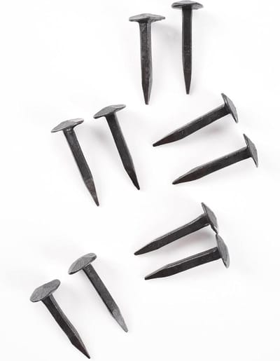 Battle-Merchant Smedsnagels, 3,5 cm lang, set van 10 stuks, gesmede siernagels, ijzer, antiek zwart
