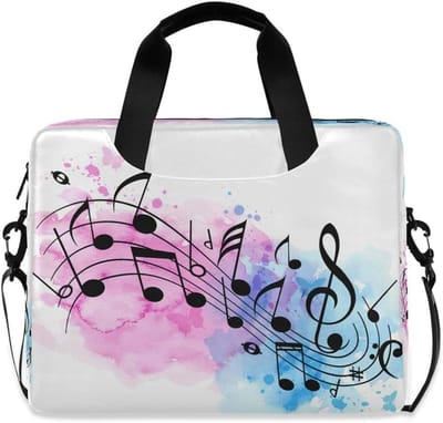 Laptoptas - Aktetas Schoudertas - Werk en School - Hoofdvak met Rits - 16 Inch Laptop - Abstract Muziek