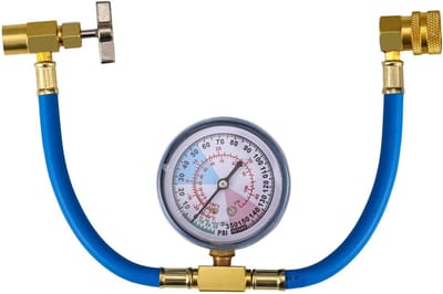 Dailygoody - AC Koelmiddel Vulslang - Met Drukmeter - Voor Precisie Vulwerkzaamheden - Geschikt voor R134A - Inclusief Can Opener - Handig voor Airco ...